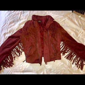 Burgundy Suede Fridge Moto Jacket